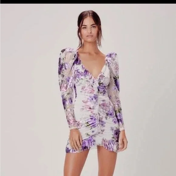 for love and lemons purple lace dress For Love & Lemons Rosemary Mini Dress